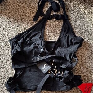 EGO Black Strappy Buckle Top